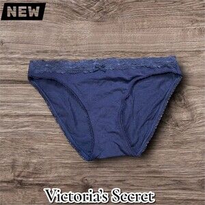 New Victoria’s Secret Lace Trim Bikini Panty – Blue – Size Medium